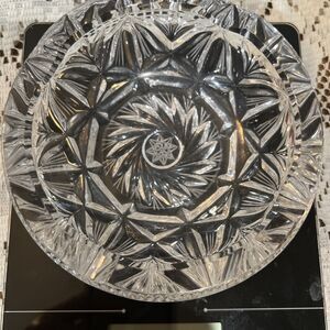 Bohemian Lead Crystal Ashtray Buzz Star Pattern Heavy Round 5 1/2Diameter